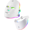 White LED facial mask with neck attachment and rainbow light