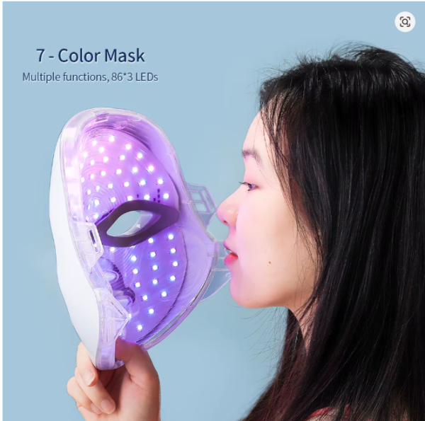 7-Color LED Facial Mask with Neck Attachment – Light Therapy for Skin Rejuvenation
